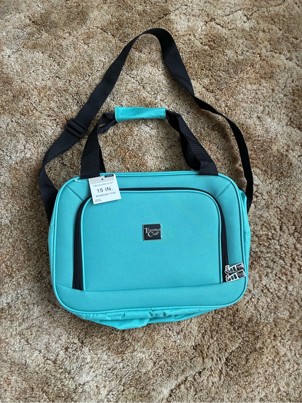NWT Travelers Club 15” Boarding Tote, Aqua